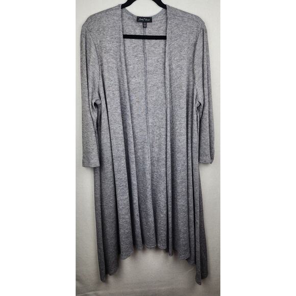 Slinky brand Women's 1X open long cardigan gray soft, slinky, comfy, - Picture 1 of 12